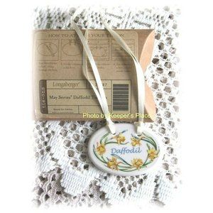 Longaberger Porcelain Daffodil Basket Tie On 2008 May Series New In Box Retired